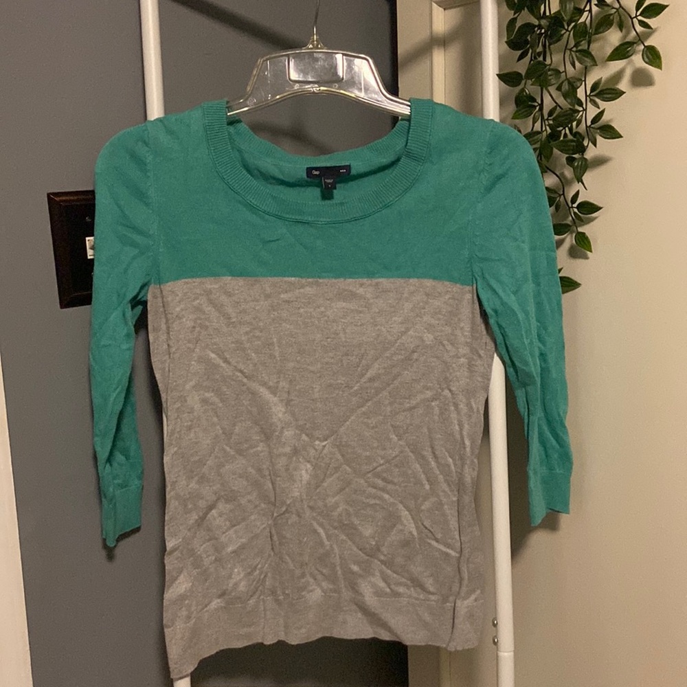 Gap Gray and Teal Sweater